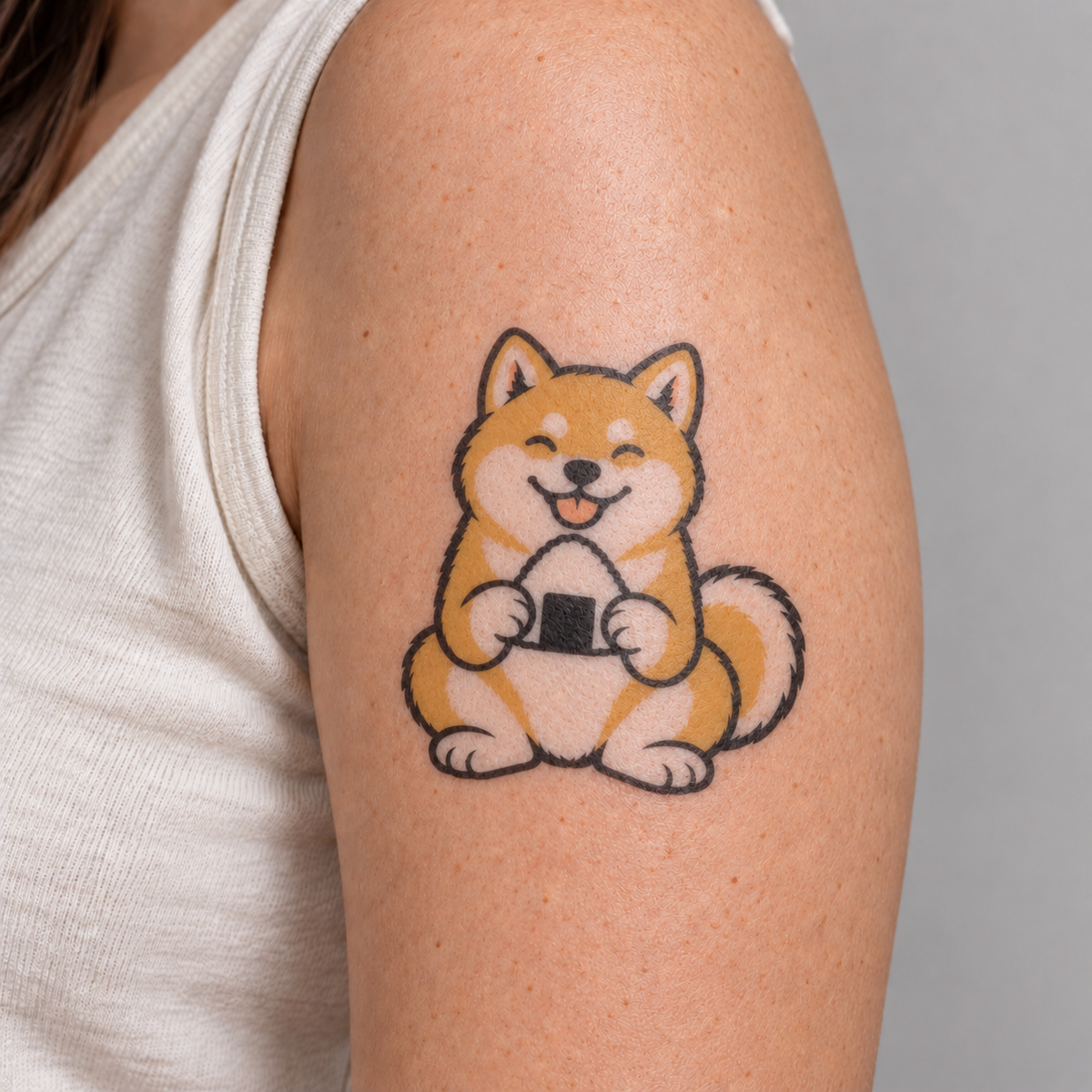 Rice Ball Shiba Inu Temporary Tattoo