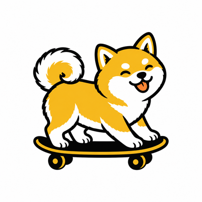Skateboard Shiba Inu Temporary Tattoo