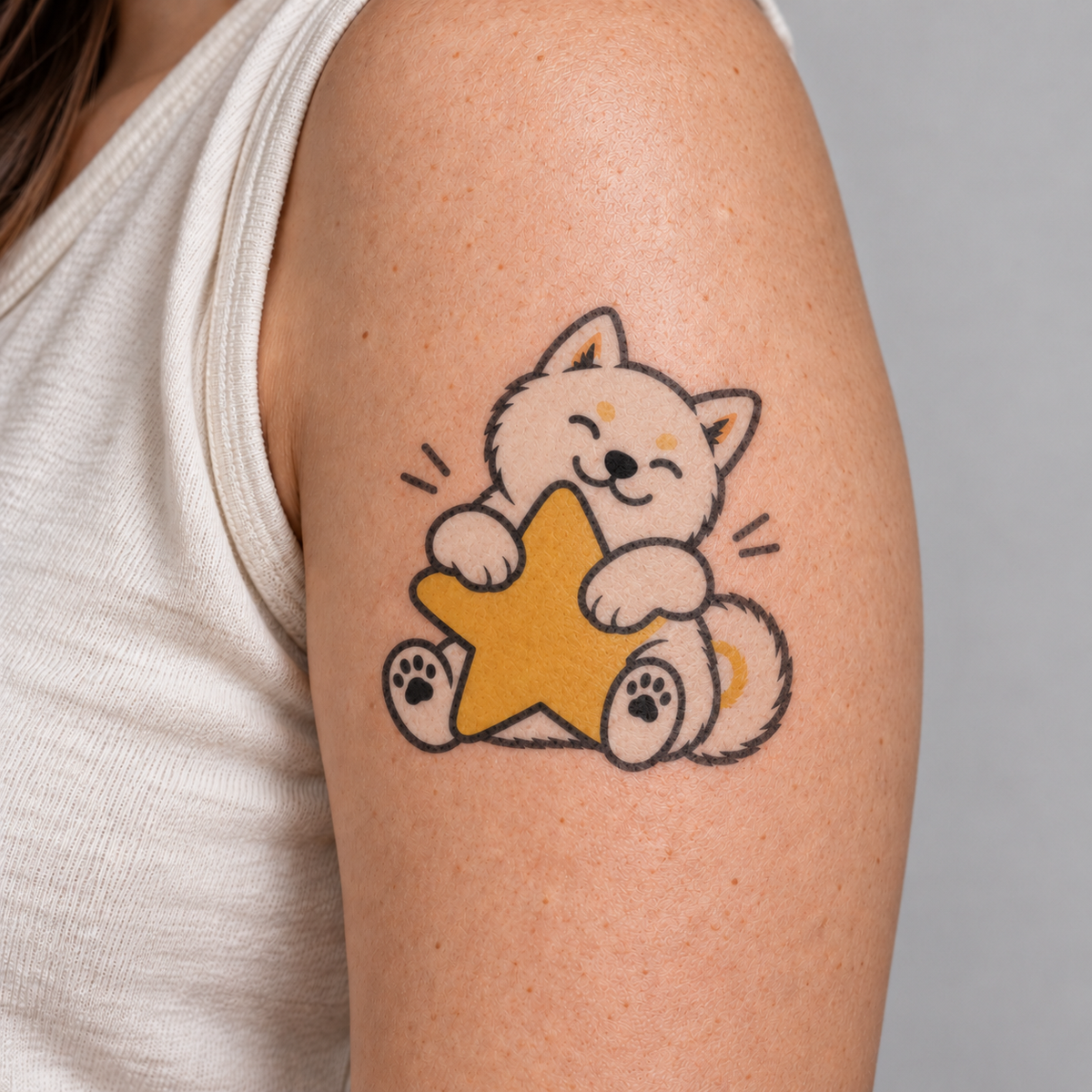 Star Hug Shiba Inu Temporary Tattoo