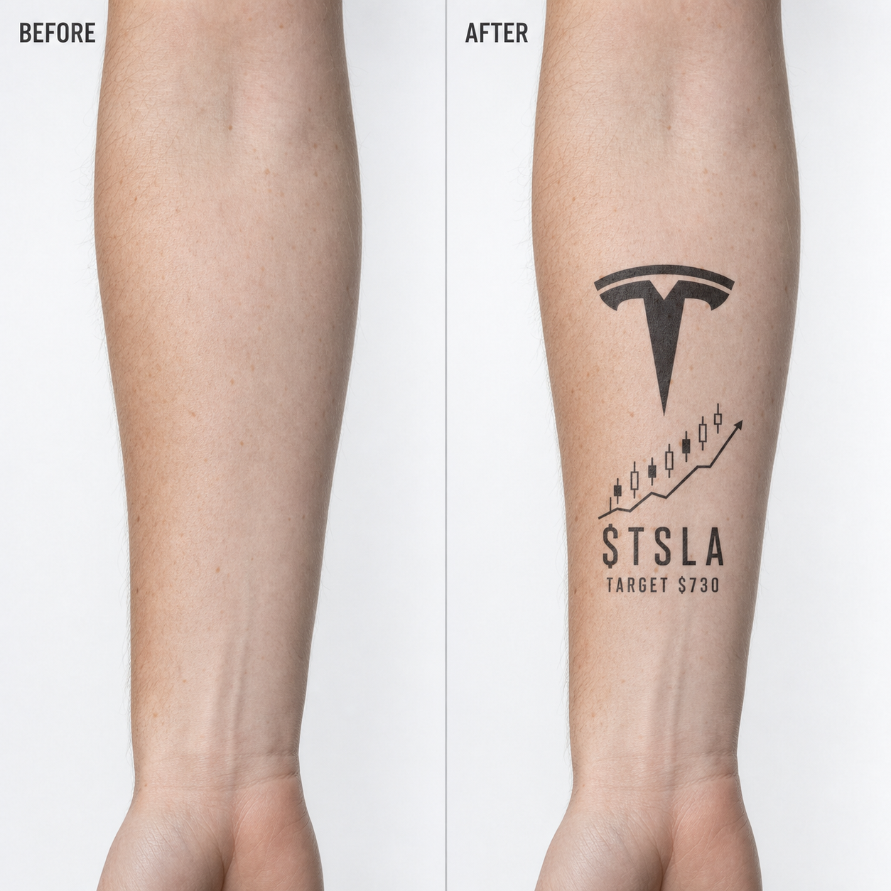 Tesla TSLA Investor Temporary Tattoo