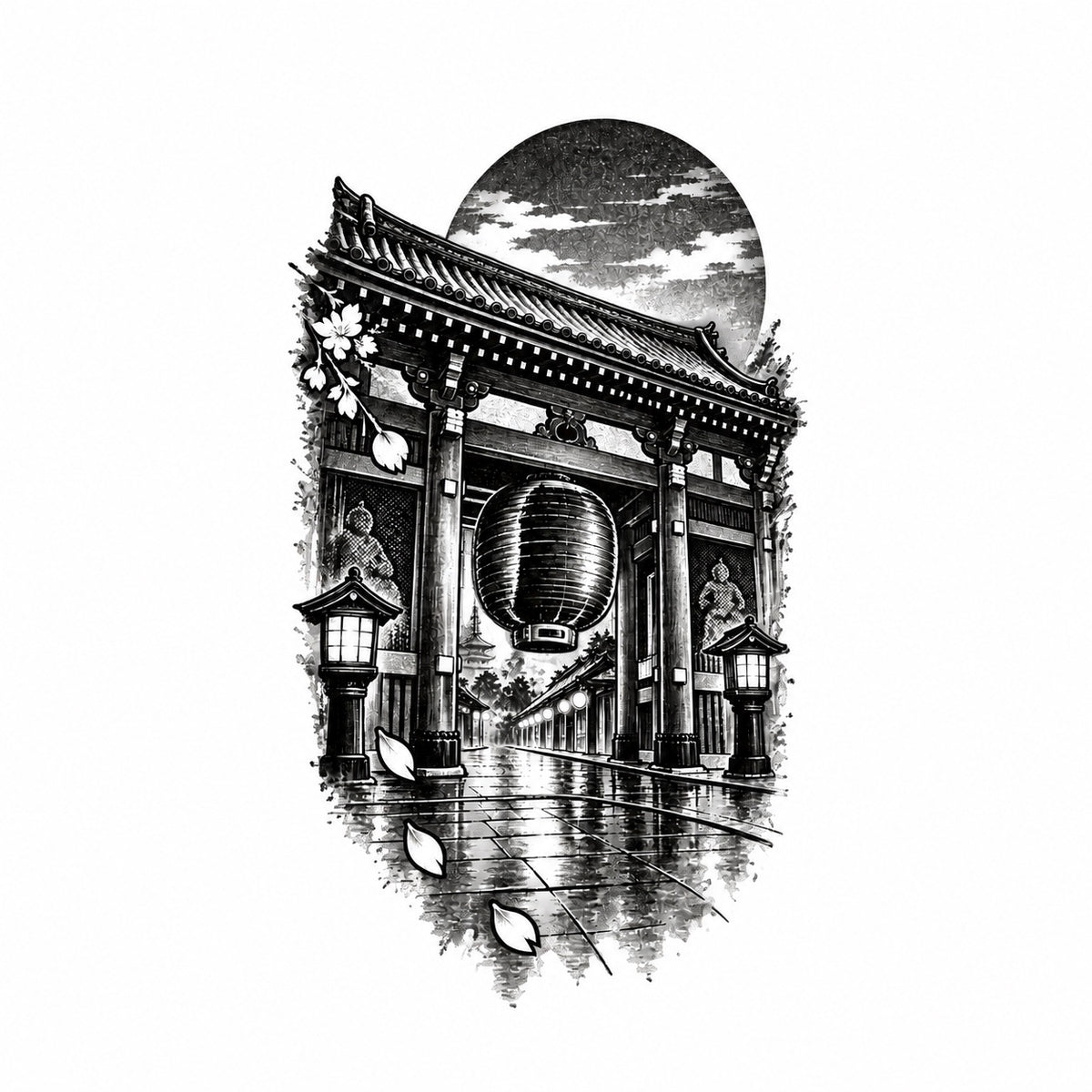 Minimalist Tokyo Asakusa Gate Temporary Tattoo