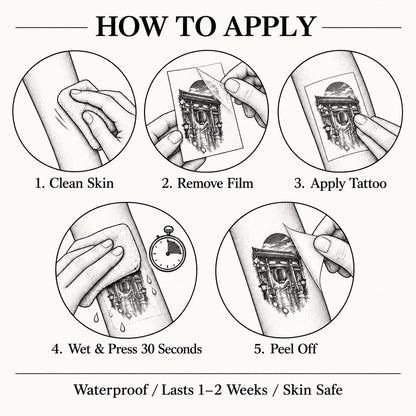 Minimalist Tokyo Asakusa Gate Temporary Tattoo
