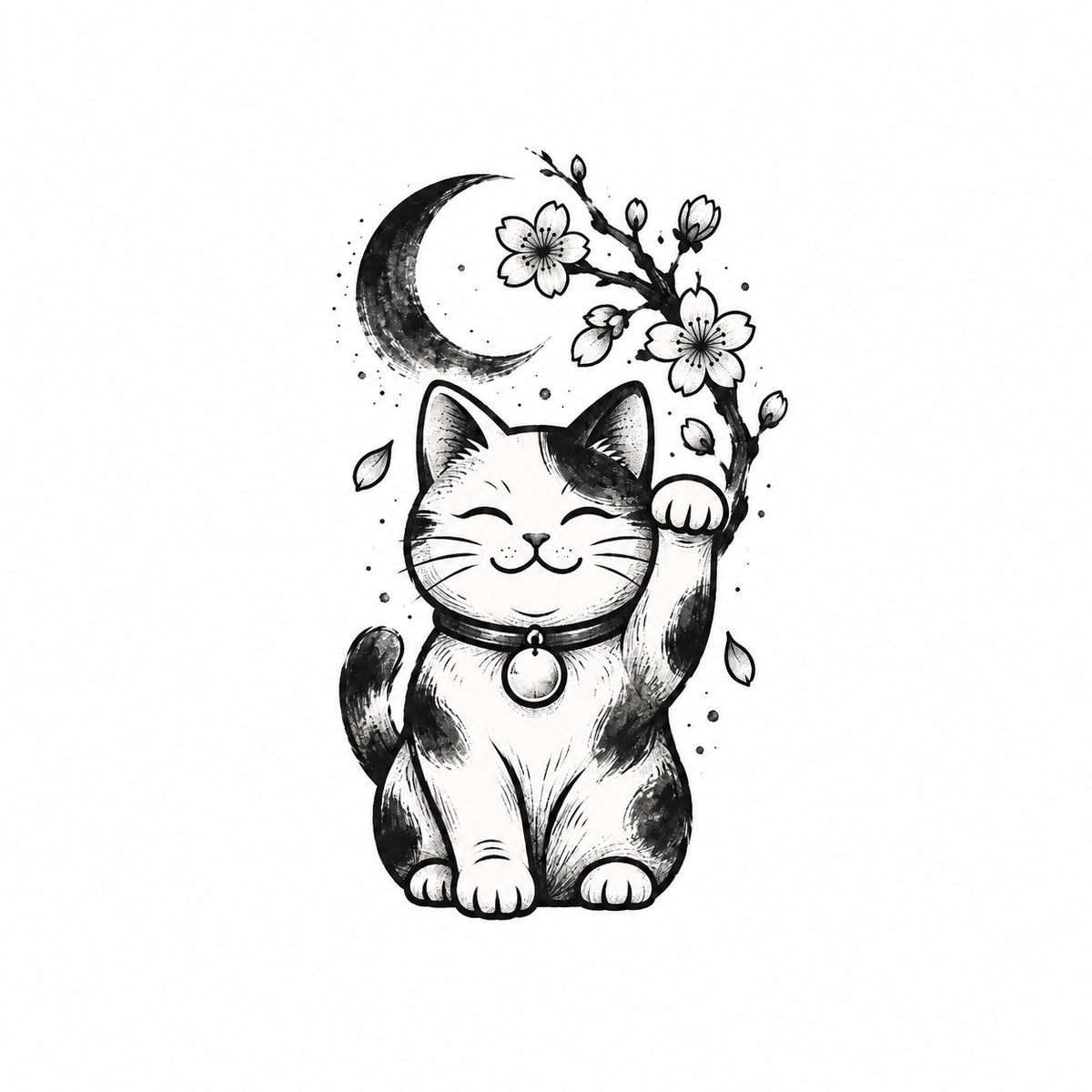 Tokyo Minimalist Maneki Neko Temporary Tattoo