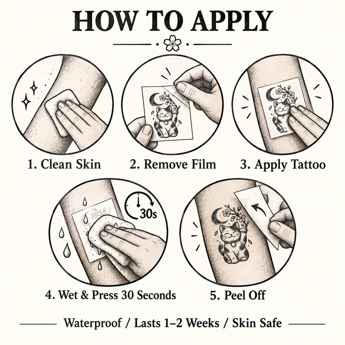 Tokyo Minimalist Maneki Neko Temporary Tattoo