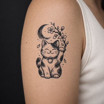 Tokyo Minimalist Maneki Neko Temporary Tattoo