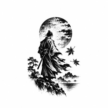 Tokyo Minimalist Samurai Moon Temporary Tattoo