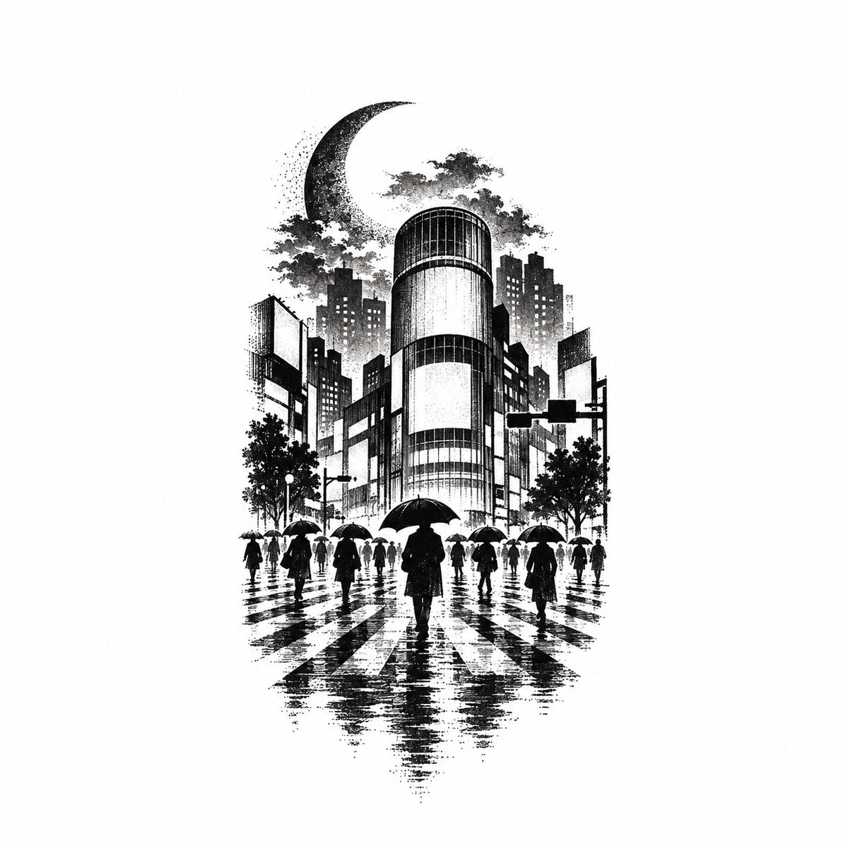 Tokyo Minimalist Shibuya Crossing Graphic Temporary Tattoo