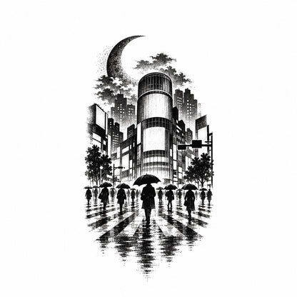 Tokyo Minimalist Shibuya Crossing Graphic Temporary Tattoo