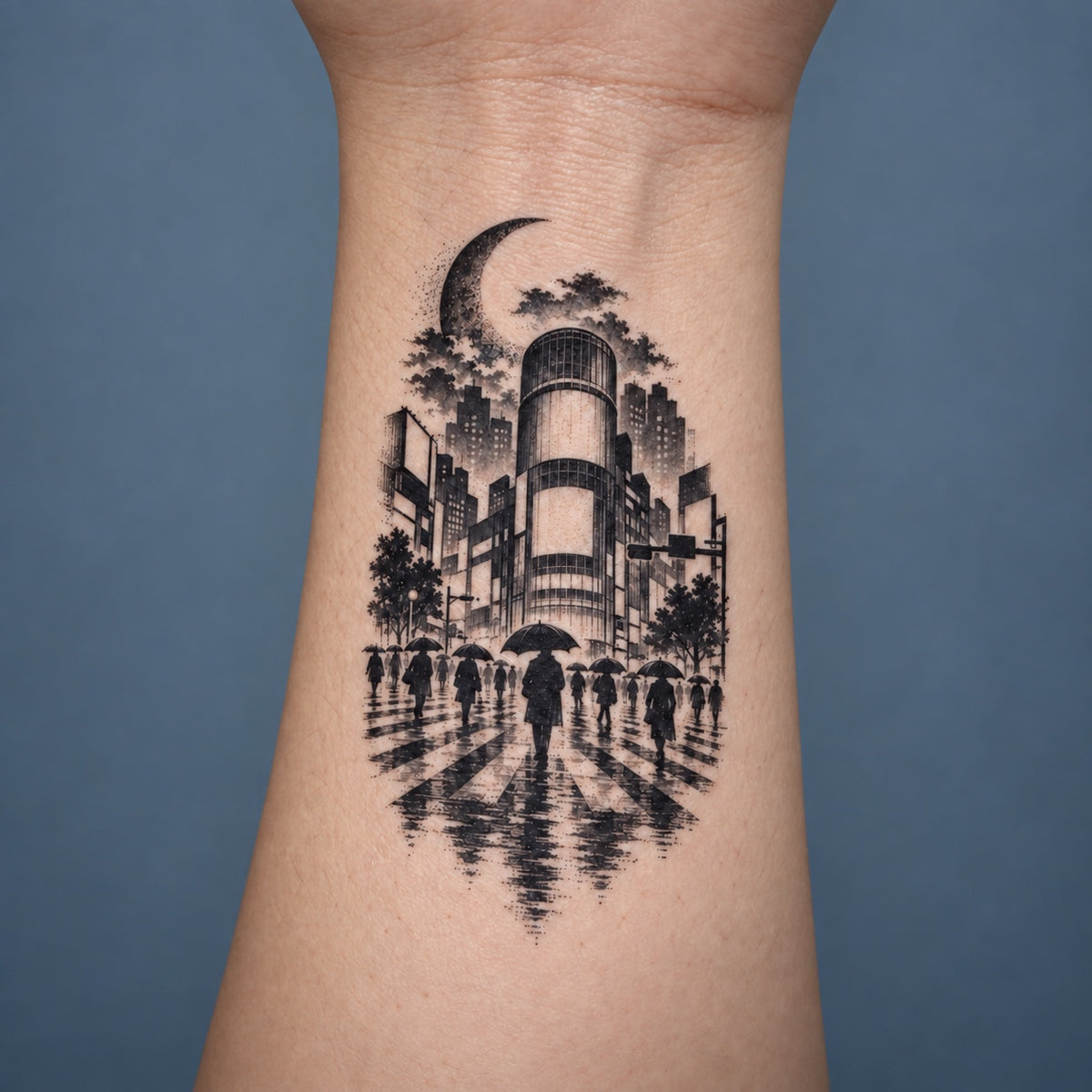 Tokyo Minimalist Shibuya Crossing Graphic Temporary Tattoo