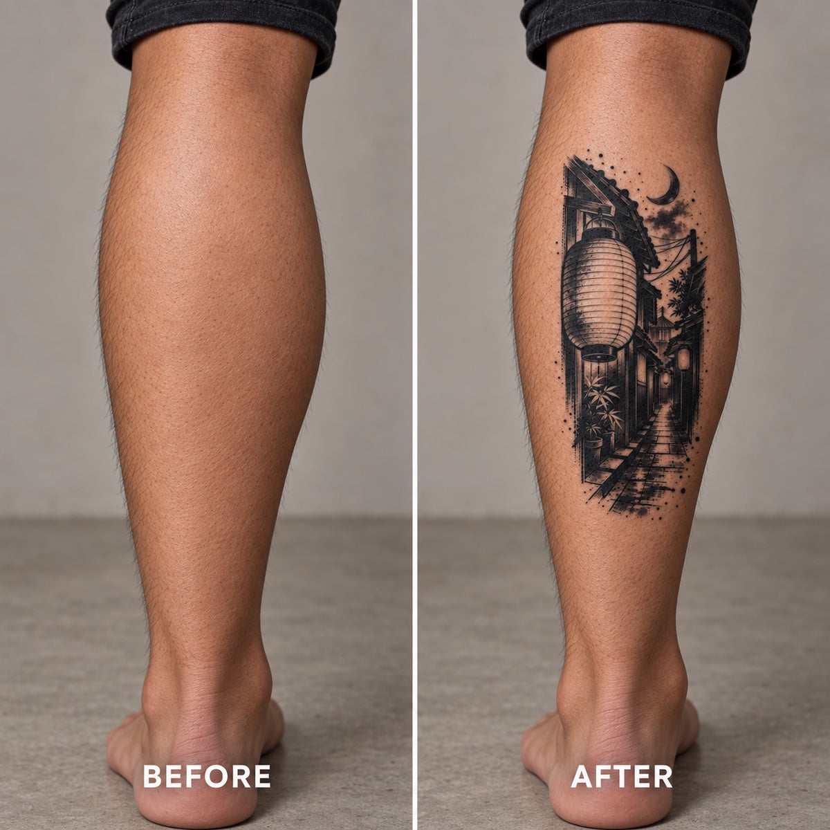 Tokyo Minimalist Alley Lanterns Temporary Tattoo