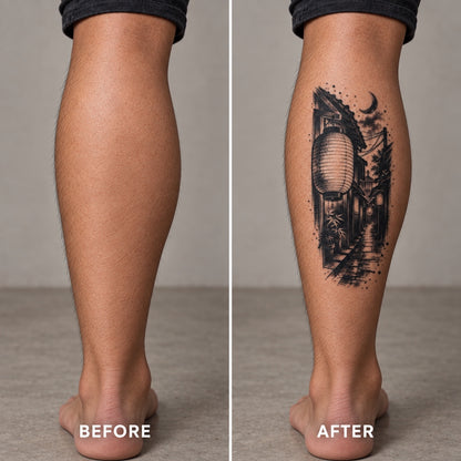 Tokyo Minimalist Alley Lanterns Temporary Tattoo
