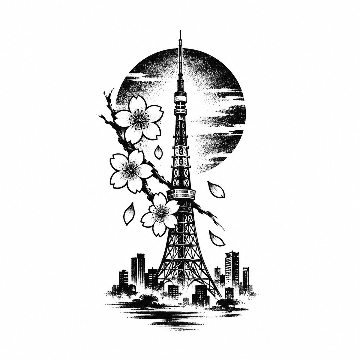 Tokyo Minimalist Tokyo Tower Graphic Temporary Tattoo
