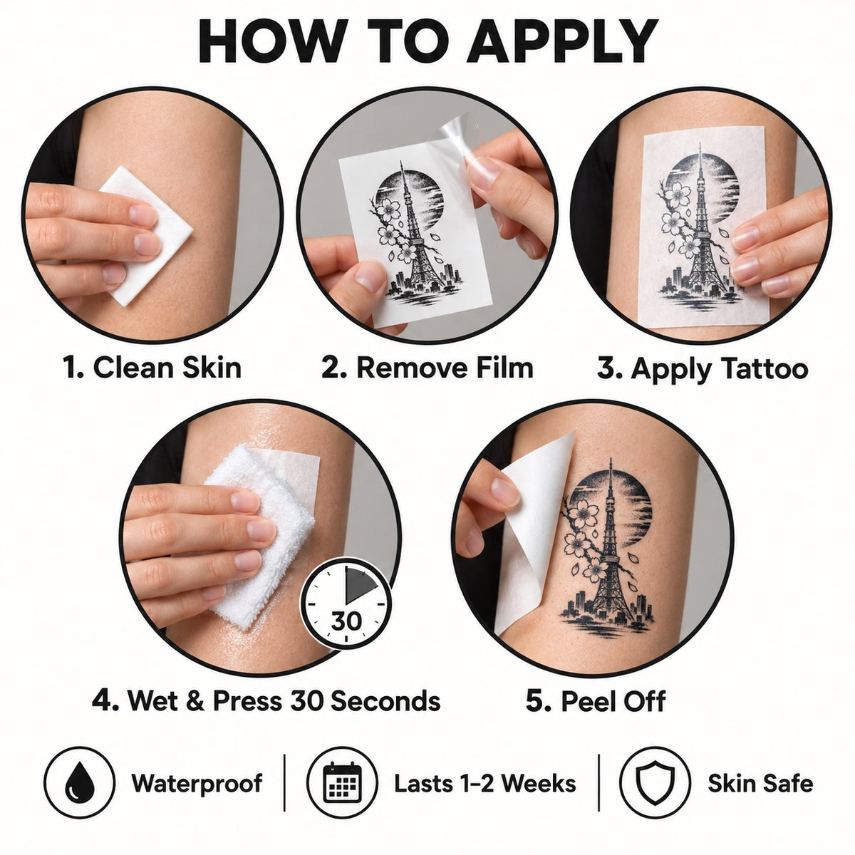 Tokyo Minimalist Tokyo Tower Graphic Temporary Tattoo