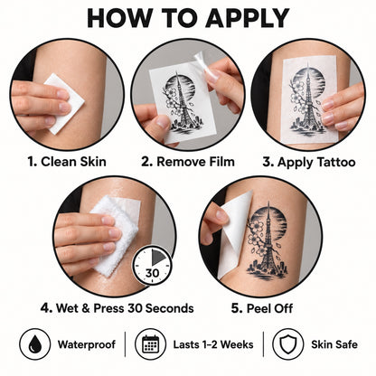 Tokyo Minimalist Tokyo Tower Graphic Temporary Tattoo