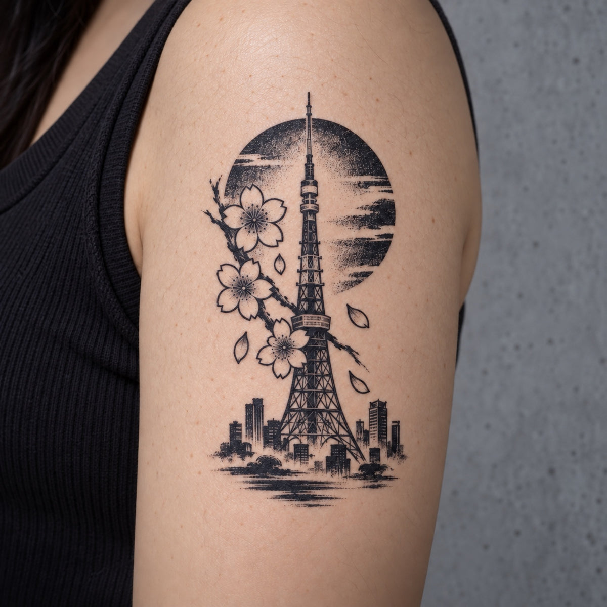 Tokyo Minimalist Tokyo Tower Graphic Temporary Tattoo