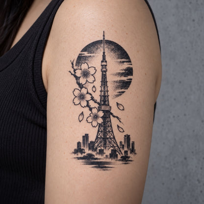 Tokyo Minimalist Tokyo Tower Graphic Temporary Tattoo