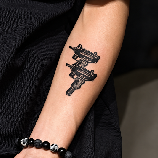 Twin Gun Temporary Tattoo