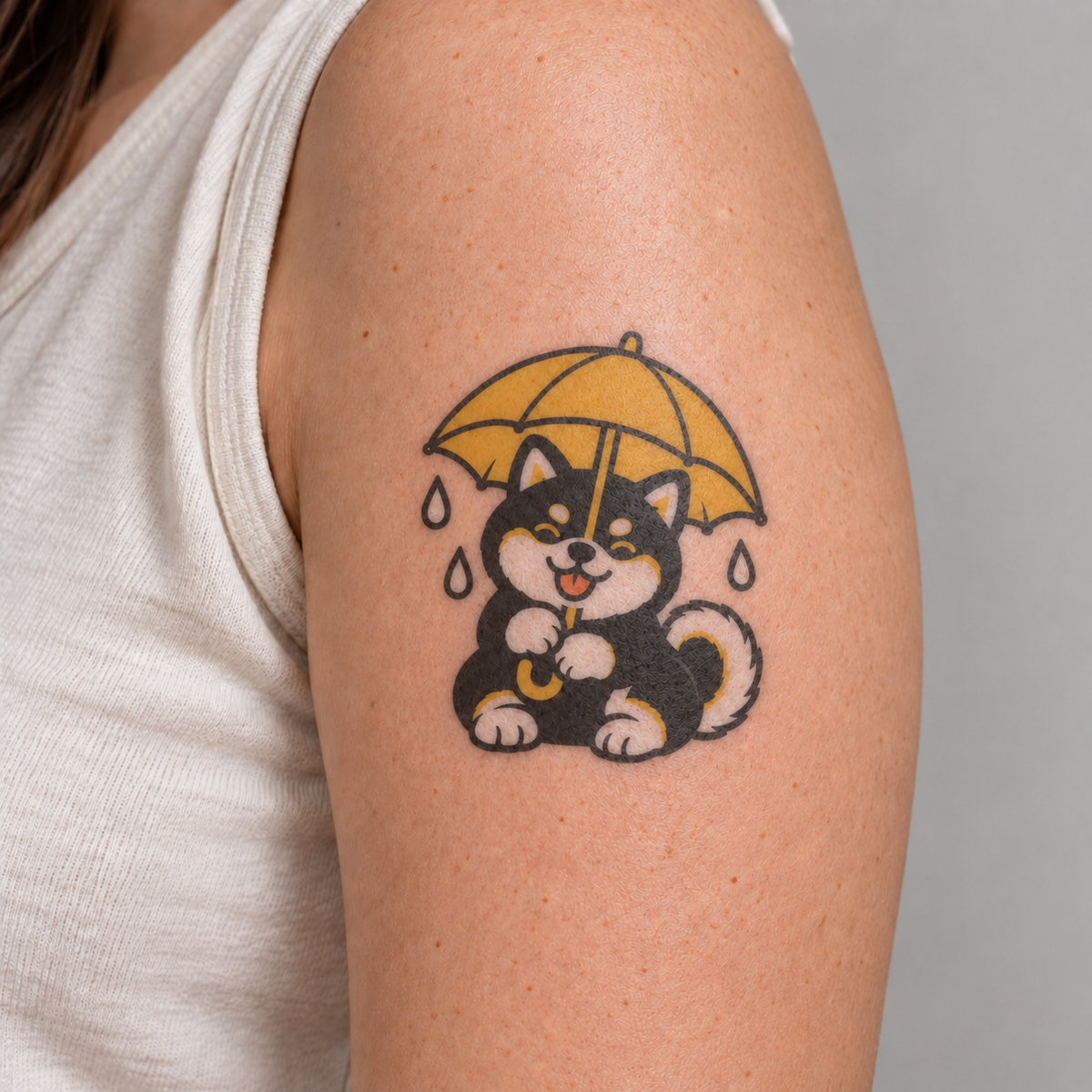 Umbrella Shiba Inu Temporary Tattoo