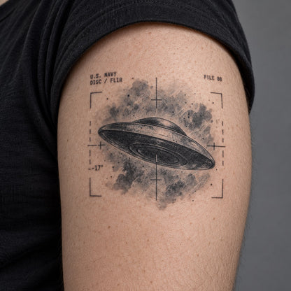 Disc Saucer Temporary Tattoo – Retro Sci-Fi Design
