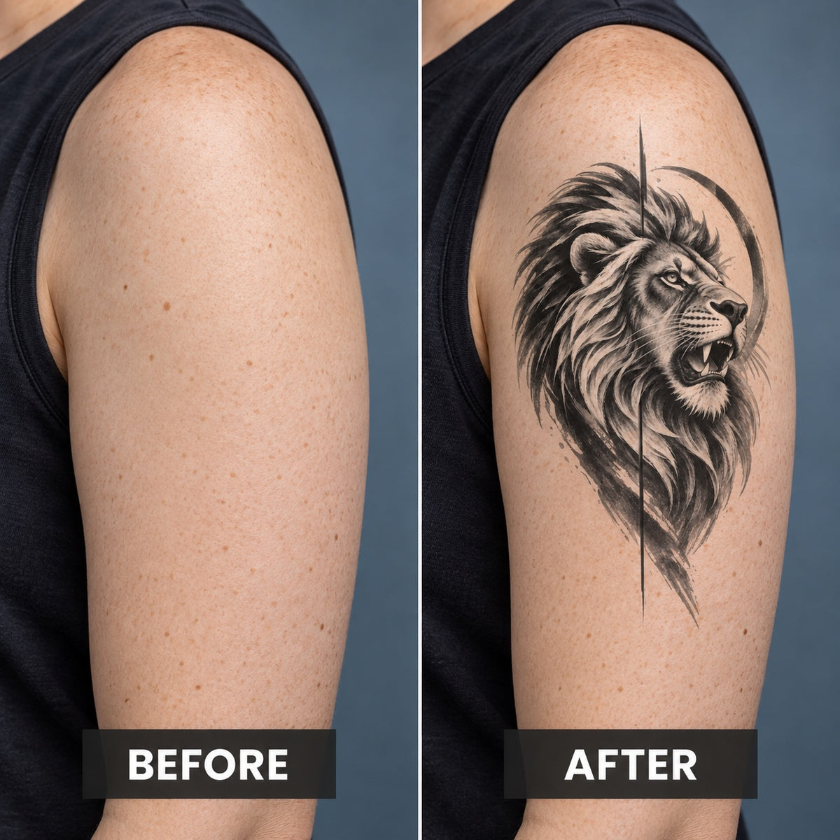 Roaring Lion Crown Graphic Temporary Tattoo