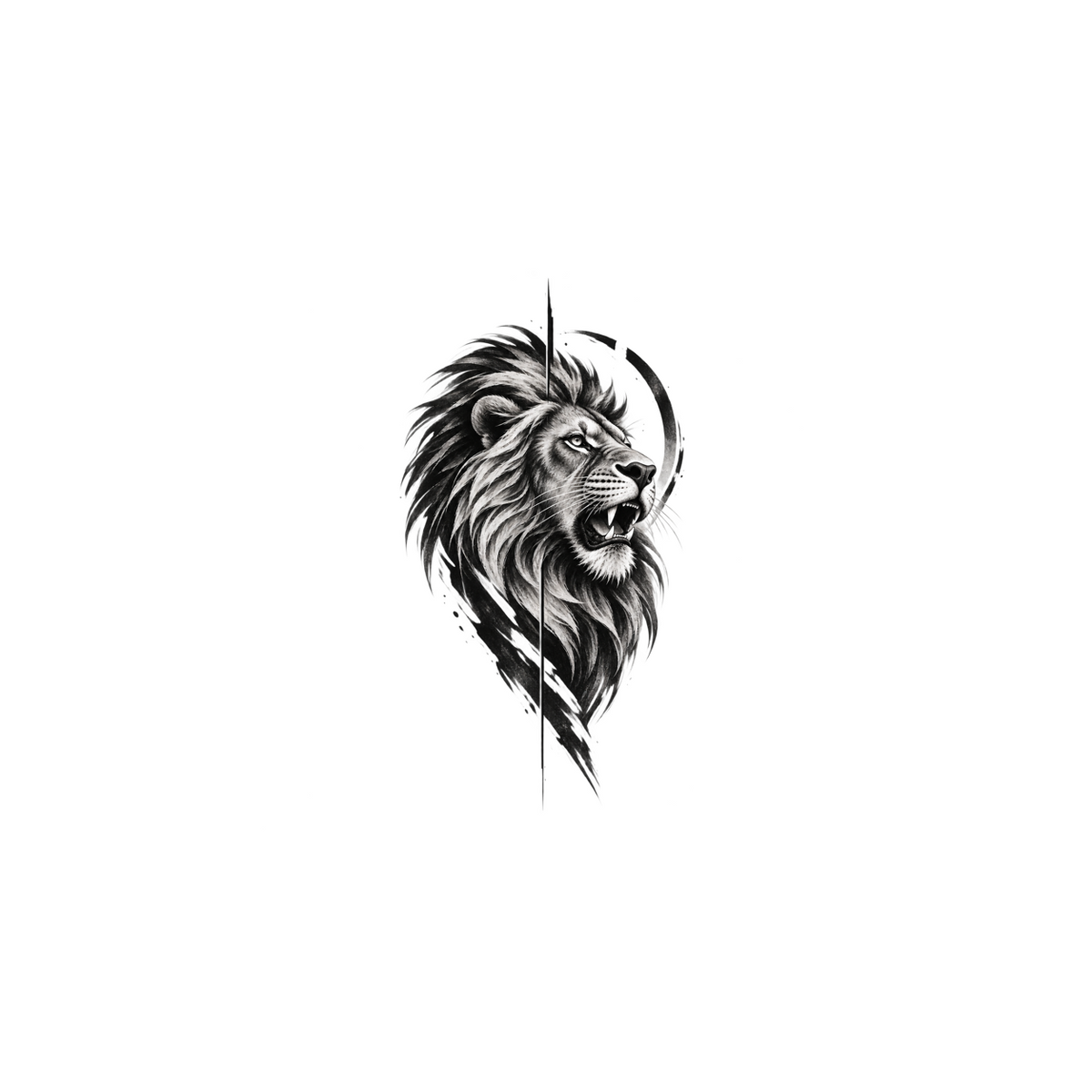 Roaring Lion Crown Graphic Temporary Tattoo