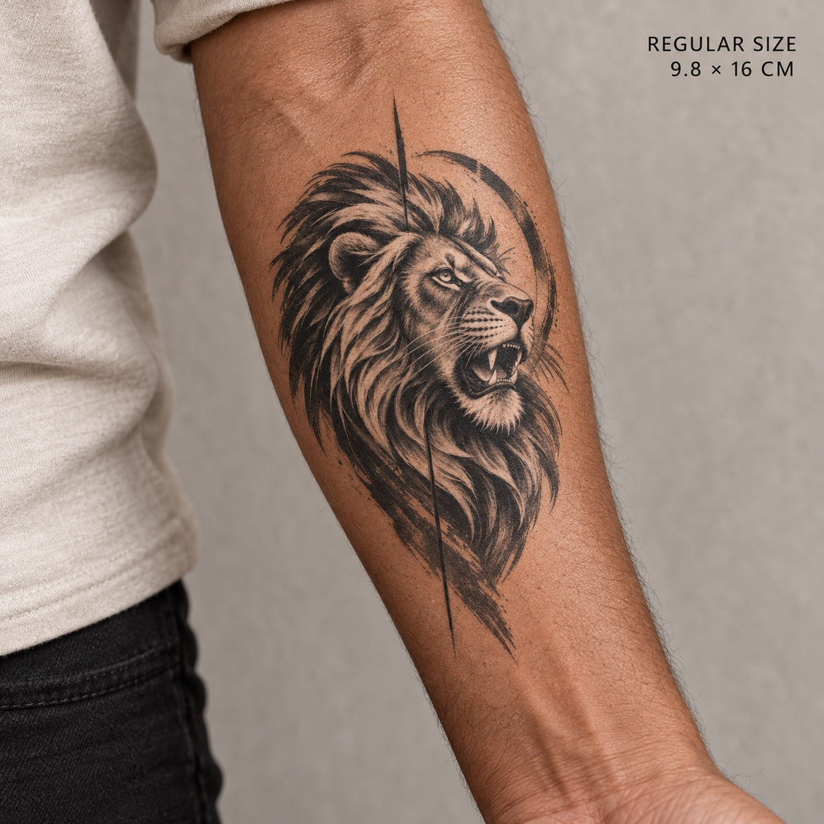 Roaring Lion Crown Graphic Temporary Tattoo