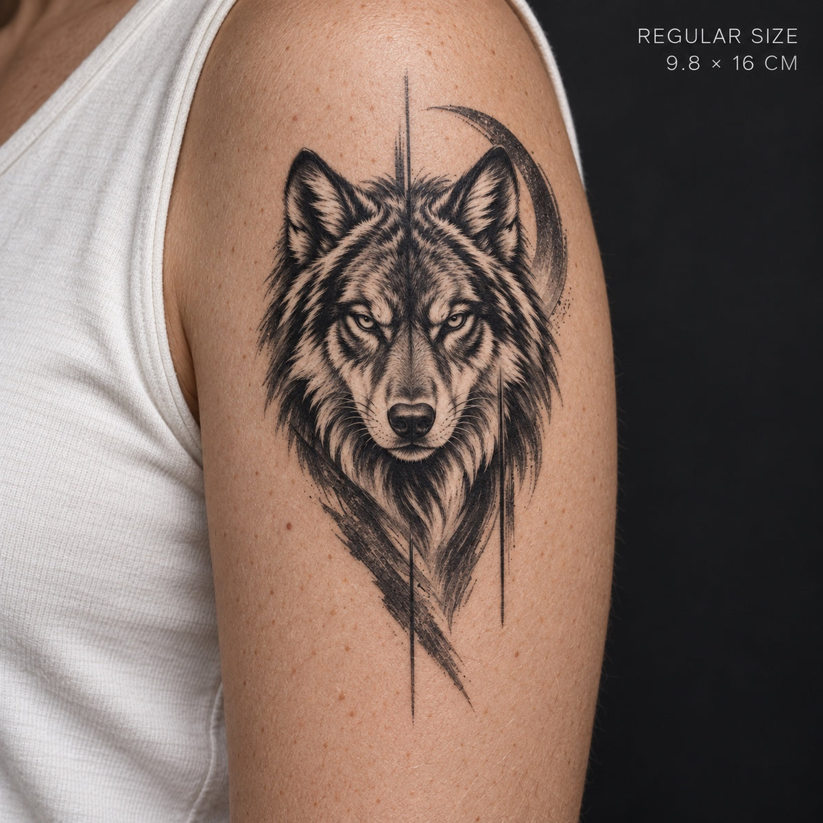 Frost Fang Wolf Graphic Temporary Tattoo