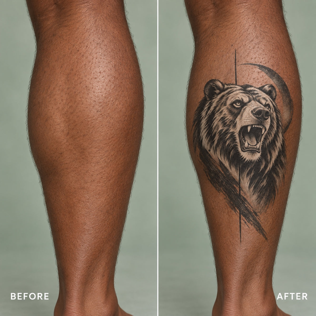 Iron Roar Bear Graphic Temporary Tattoo