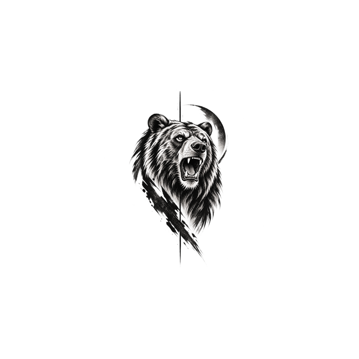 Iron Roar Bear Graphic Temporary Tattoo