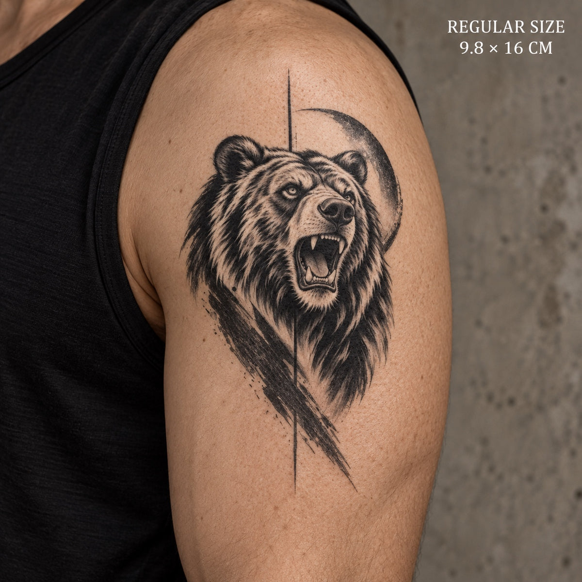 Iron Roar Bear Graphic Temporary Tattoo